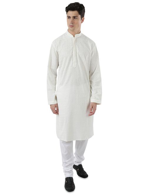 white embroidered long kurta - 17592441 - Very Small Image - 1