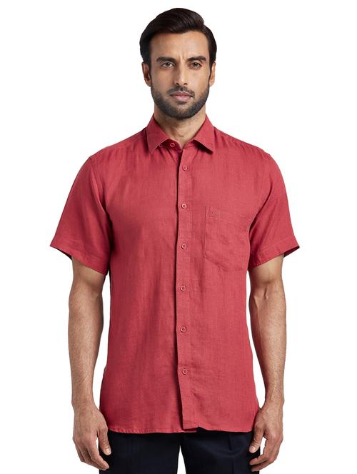 red solid linen casual shirt - 17592492 - Very Small Image - 1
