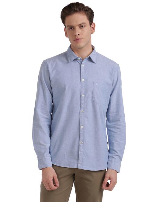 blue solid casual shirt - 17592558 - Very Small Image - 1