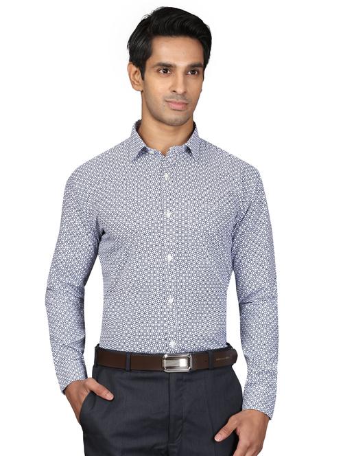 blue printed formal shirt - 17592614 - Very Small Image - 1