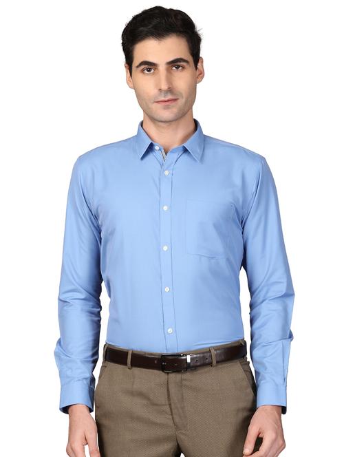 blue solid formal shirt - 17592640 - Very Small Image - 1
