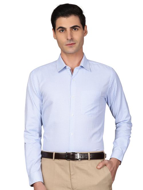 blue checkered formal shirt - 17592718 - Very Small Image - 1
