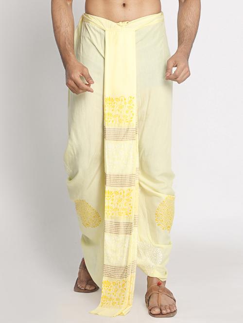 yellow printed dhoti - 17592786 - Very Small Image - 1