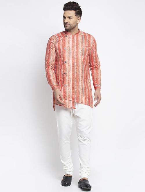 orange printed asymmetric kurta pajama set - 17594307 - Very Small Image - 1