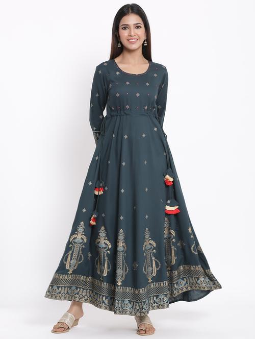 gold print anarkali kurta - 17594362 - Very Small Image - 1