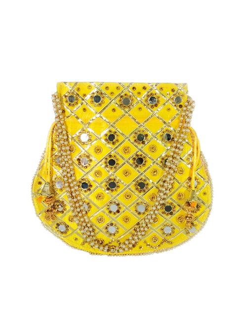 yellow satin ethnic potli - 17595195 - Very Small Image - 1