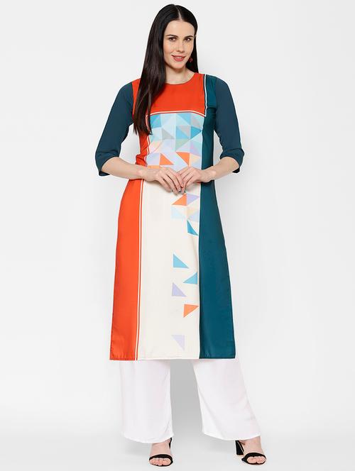 multi colored printed straight kurta - 17595766 - Very Small Image - 1
