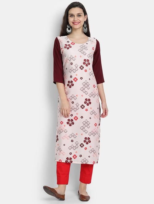 multi colored crepe straight kurta - 17595807 - Very Small Image - 1