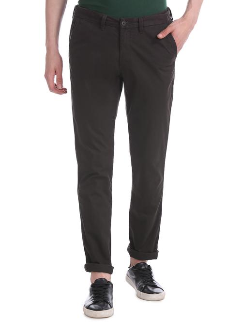 brown solid chinos trouser - 17597701 - Very Small Image - 1