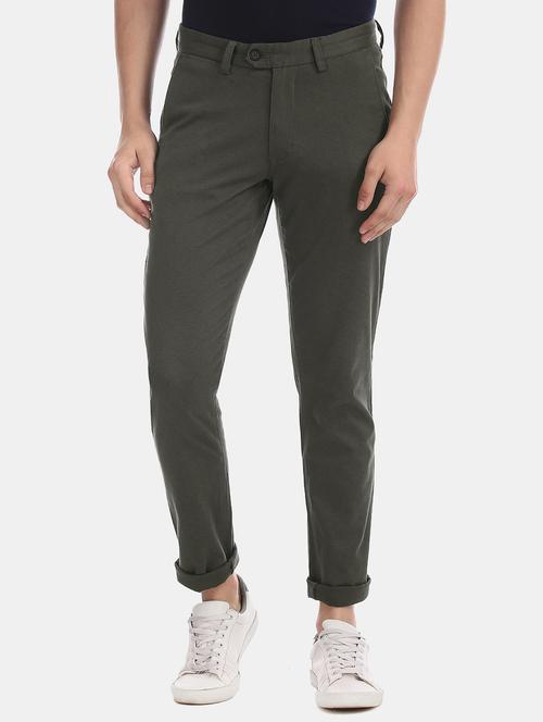 olive green solid chinos trouser - 17597708 - Very Small Image - 1