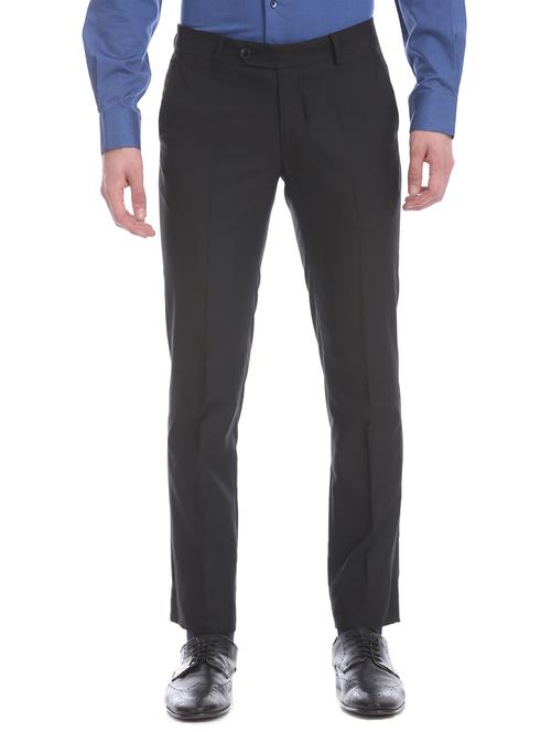 black solid flat front formal trouser - 17597754 - Very Small Image - 1