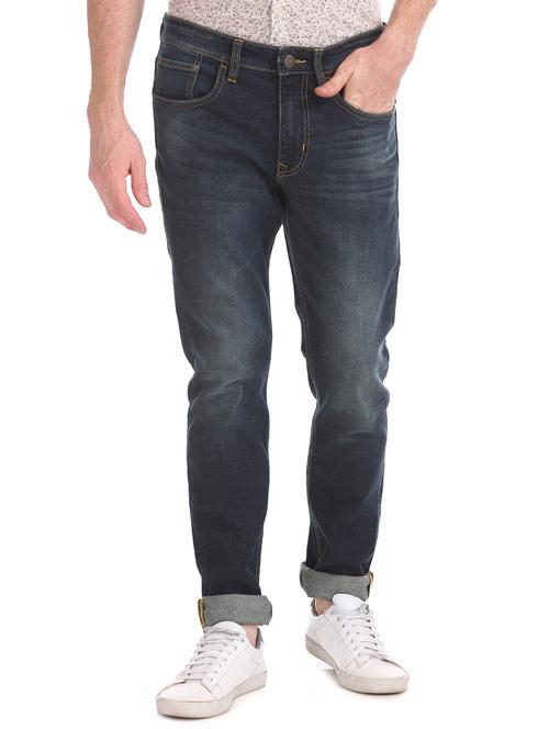 dark blue light washed denim jeans - 17597779 - Very Small Image - 1