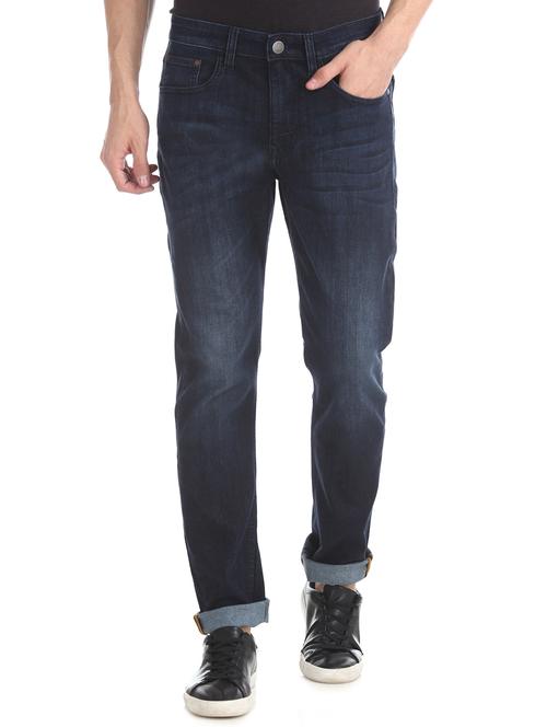 navy blue light washed denim jeans - 17597780 - Very Small Image - 1
