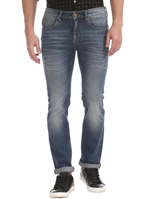 navy blue light washed denim jeans - 17597831 - Very Small Image - 1