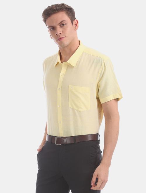 yellow solid formal shirt - 17597883 - Very Small Image - 1