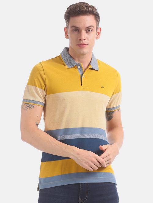 yellow color block polo t-shirt - 17597889 - Very Small Image - 1