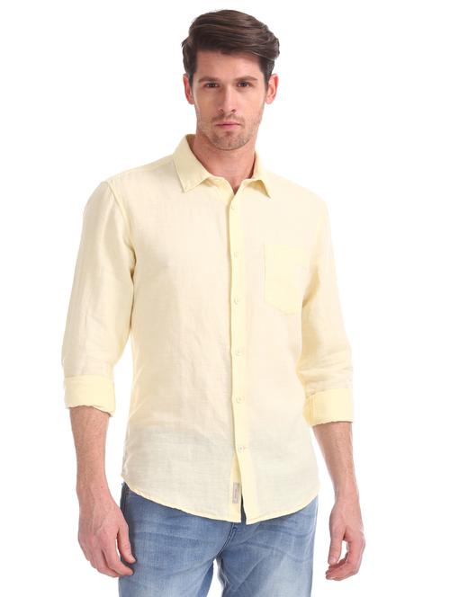 yellow solid casual shirt - 17597900 - Very Small Image - 1