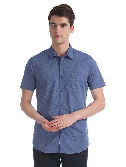 blue printed casual shirt - 17597960 - Very Small Image - 1