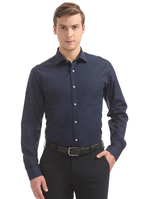 navy blue solid formal shirt - 17598000 - Very Small Image - 1