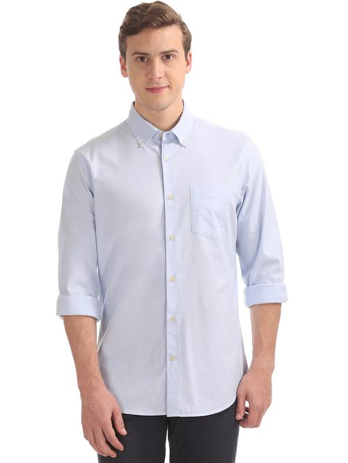 light blue solid casual shirt - 17598018 - Very Small Image - 1