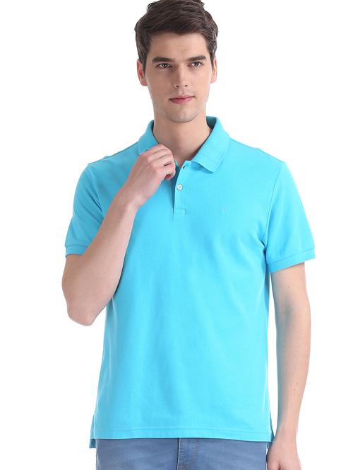 turquoise blue solid polo t-shirt - 17598140 - Very Small Image - 1
