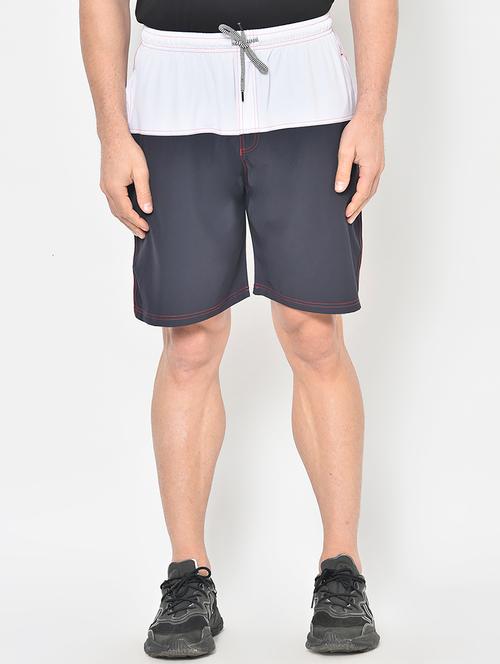 navy blue color block shorts - 17598418 - Very Small Image - 1