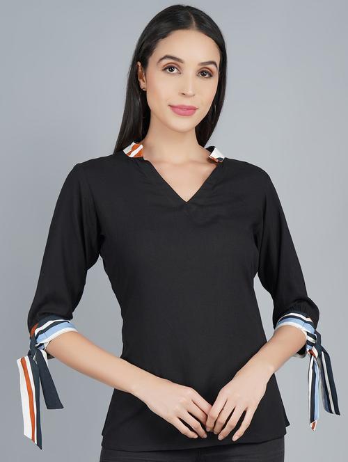 tie knot sleeved top - 17598527 - Very Small Image - 1
