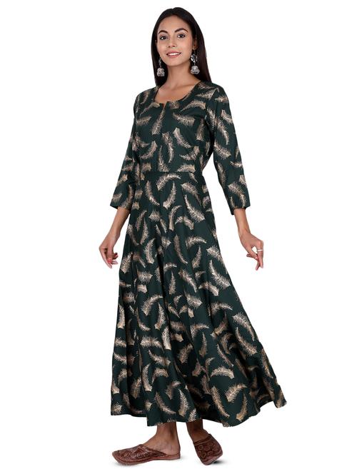 printed a-line ethnic dress - 17598584 - Very Small Image - 1
