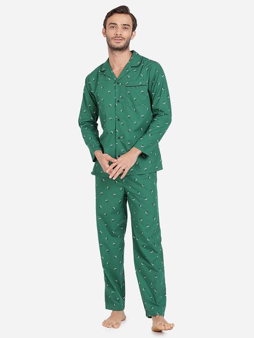 green printed sleepwear set - 17599202 - Very Small Image - 1