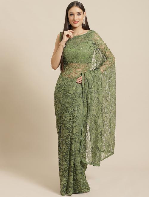 embellished net saree with blouse - 17599396 - Very Small Image - 1