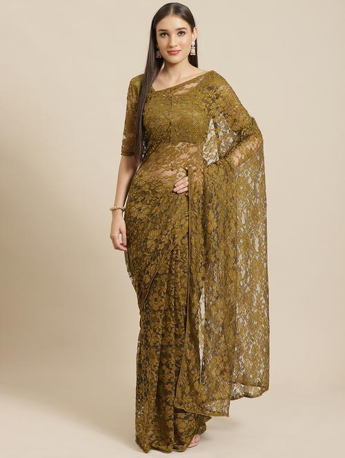 embellished net saree with blouse - 17599401 - Very Small Image - 1