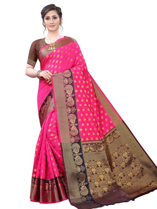 jacquard woven saree with blouse - 17599482 - Very Small Image - 1