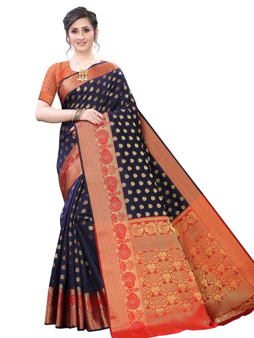 jacquard woven saree with blouse - 17599483 - Very Small Image - 1