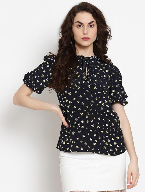 tie up neck floral top - 17599912 - Very Small Image - 1