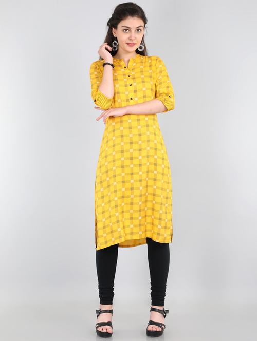 checkered straight kurta - 17600024 - Very Small Image - 1