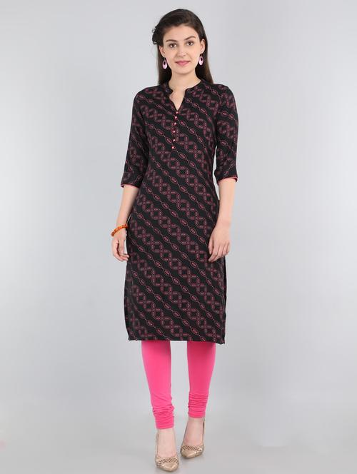 printed straight kurta - 17600039 - Very Small Image - 1