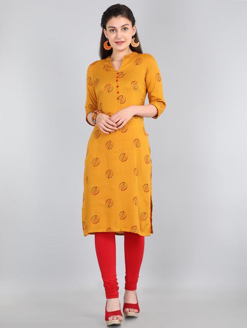 printed straight kurta - 17600043 - Very Small Image - 1