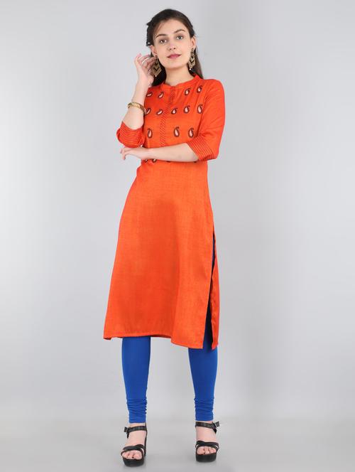 embroidered straight kurta - 17600058 - Very Small Image - 1