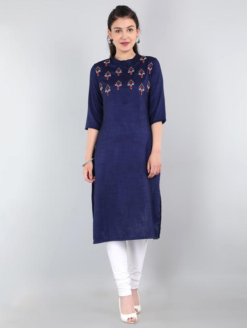 embroidered straight kurta - 17600059 - Very Small Image - 1