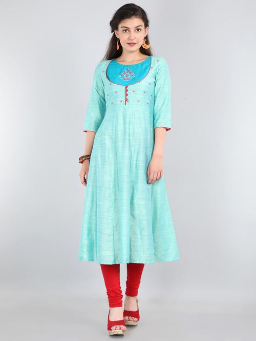 embroidered anarkali kurta - 17600070 - Very Small Image - 1