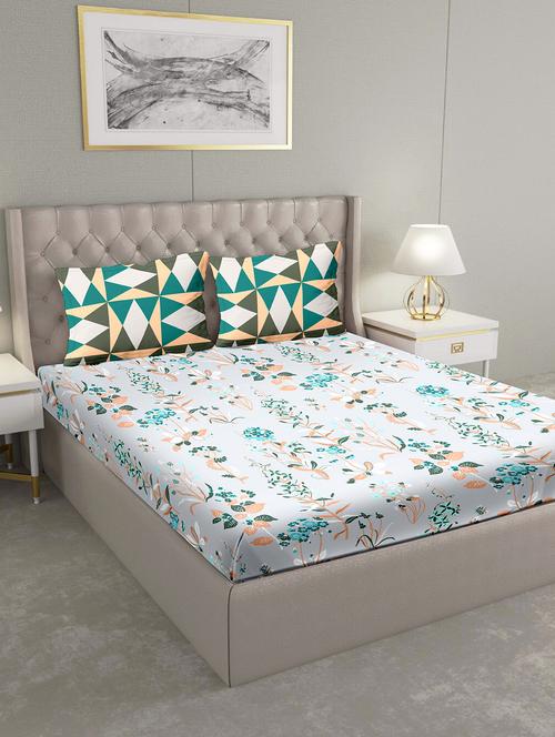 blueberry double bedsheet set super king size 180 tc cotton red colour - 17600349 - Very Small Image - 1