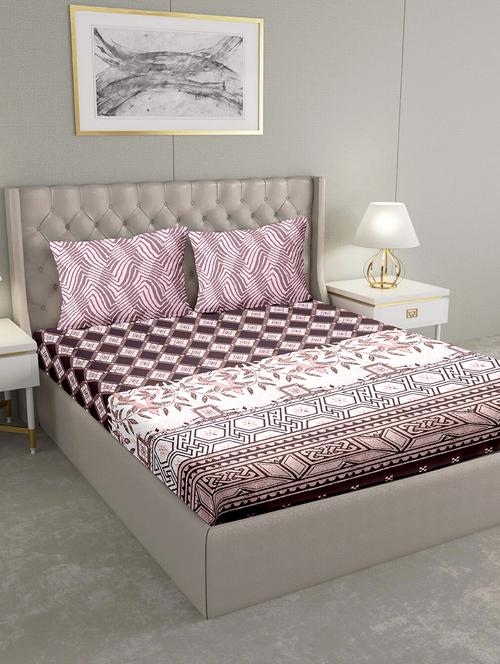 blueberry double bedsheet set super king size 180 tc cotton grey colour - 17600350 - Very Small Image - 1