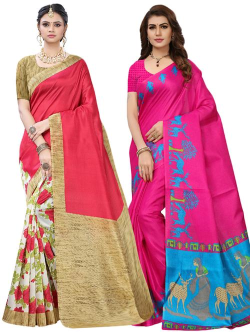 set of 2pcs combos saree with blouse - 17600500 - Very Small Image - 1