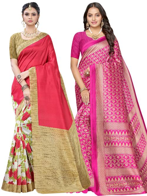 set of 2pcs combos saree with blouse - 17600511 - Very Small Image - 1