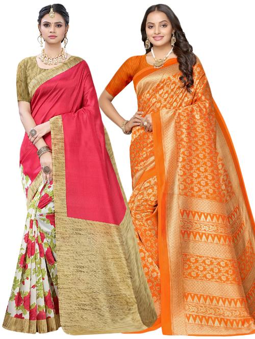 set of 2pcs combos saree with blouse - 17600513 - Very Small Image - 1