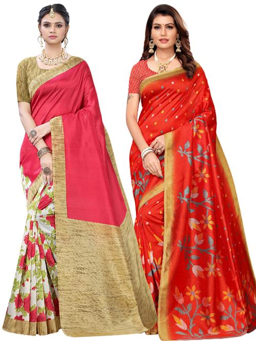 set of 2pcs combos saree with blouse - 17600524 - Very Small Image - 1