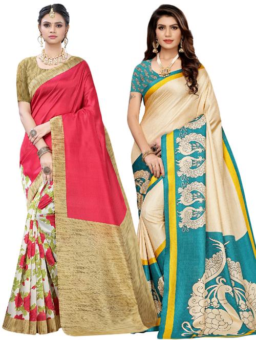 set of 2pcs combos saree with blouse - 17600526 - Very Small Image - 1