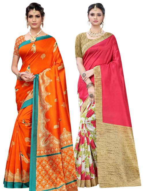 set of 2pcs combos saree - 17600541 - Very Small Image - 1