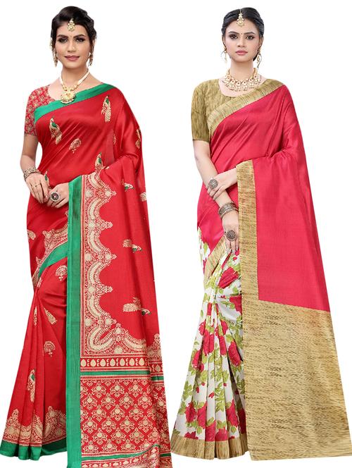 set of 2pcs combos saree with blouse - 17600544 - Very Small Image - 1