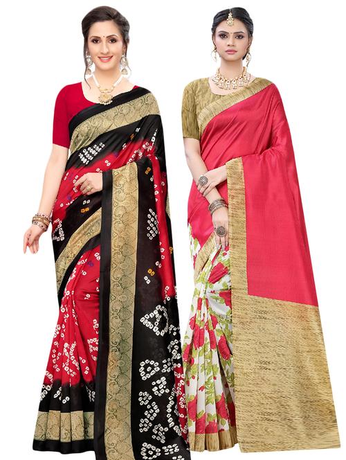 set of 2pcs combos saree with blouse - 17600548 - Very Small Image - 1